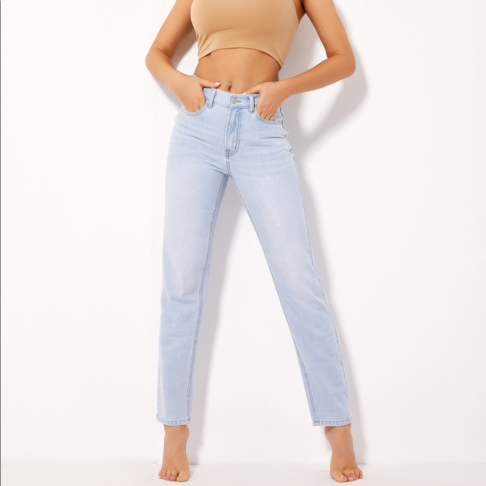 Light Denim Mom Straight Leg Jeans